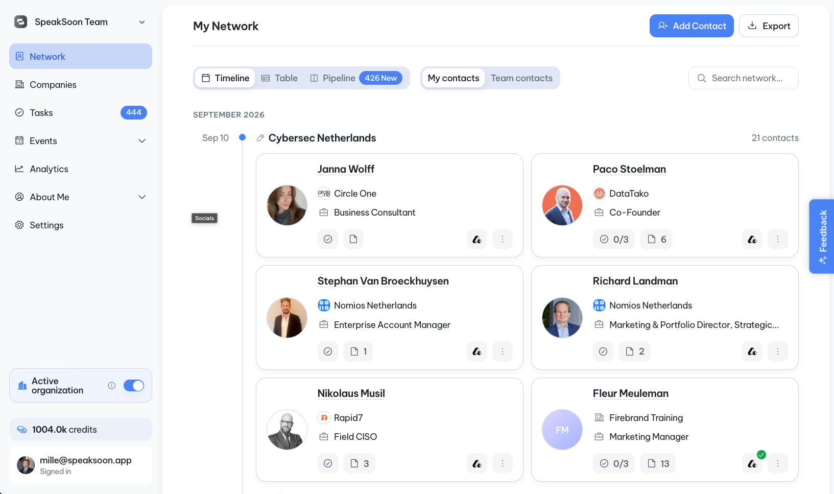 SpeakSoon network overview after an event